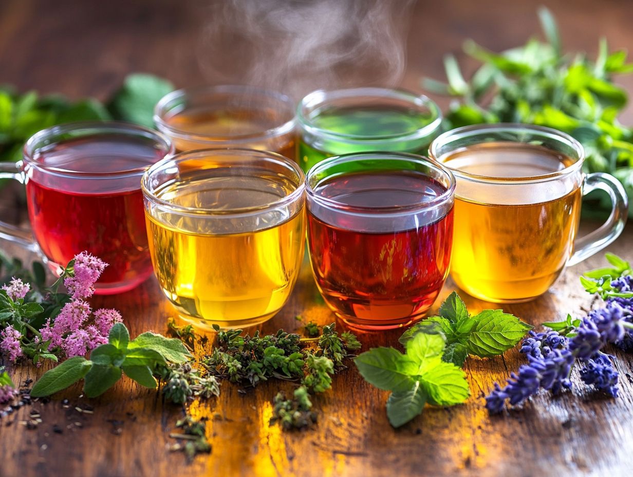 A variety of herbal teas for hydration