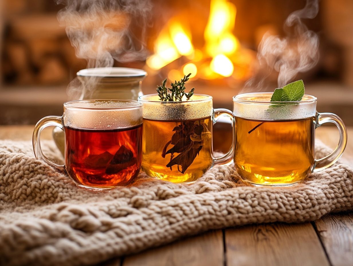 A variety of herbal teas known to soothe cold symptoms.