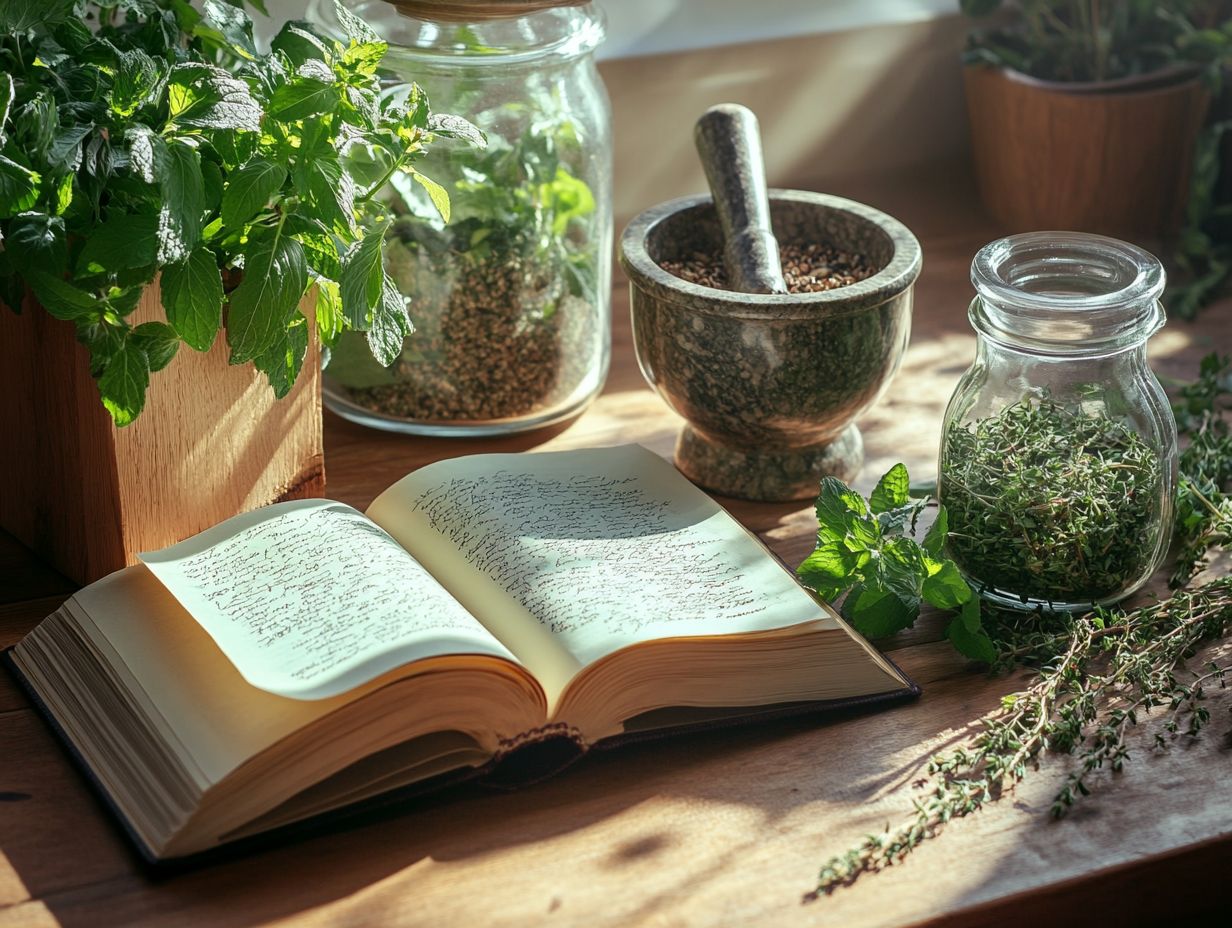 Illustration of various herbal preparations