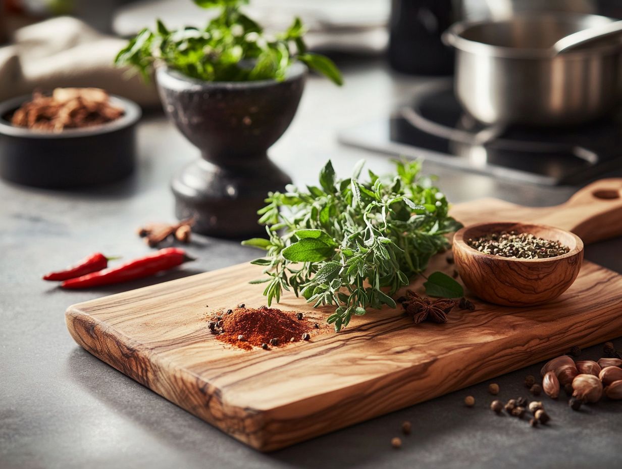 A variety of fresh herbs for culinary use.