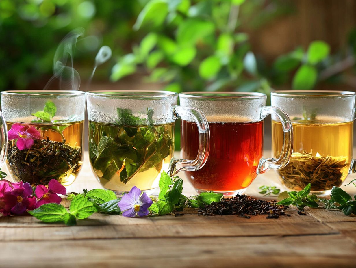 A display of various herbal teas for mindfulness.