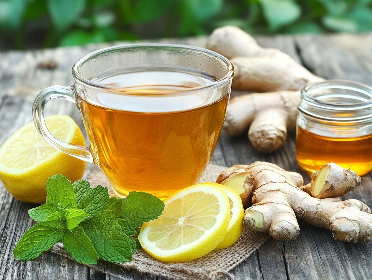 A variety of ginger tea with ingredients