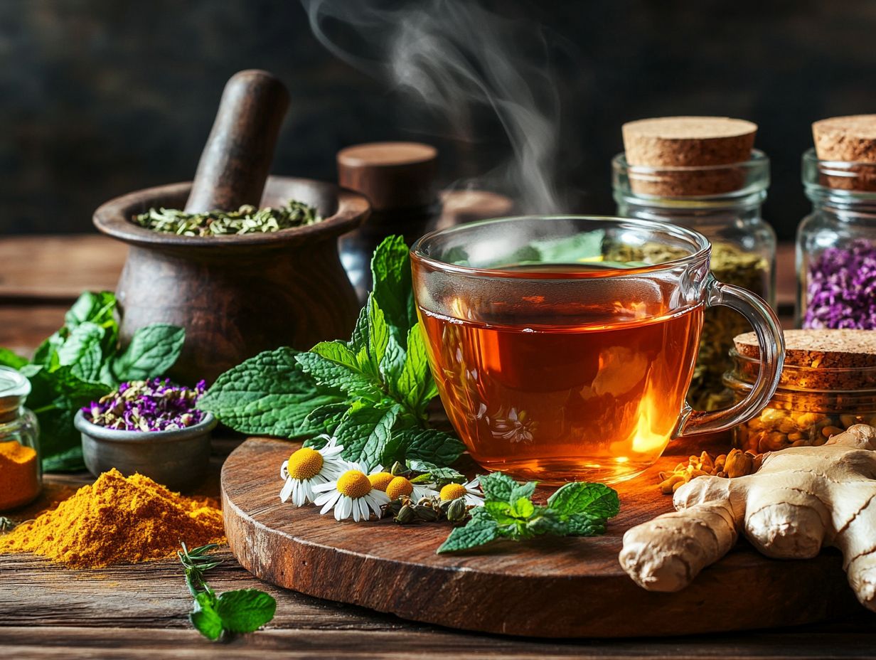 A variety of herbal remedies for gut health