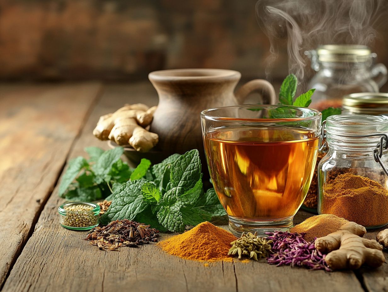 Image illustrating herbal remedies for gut health.