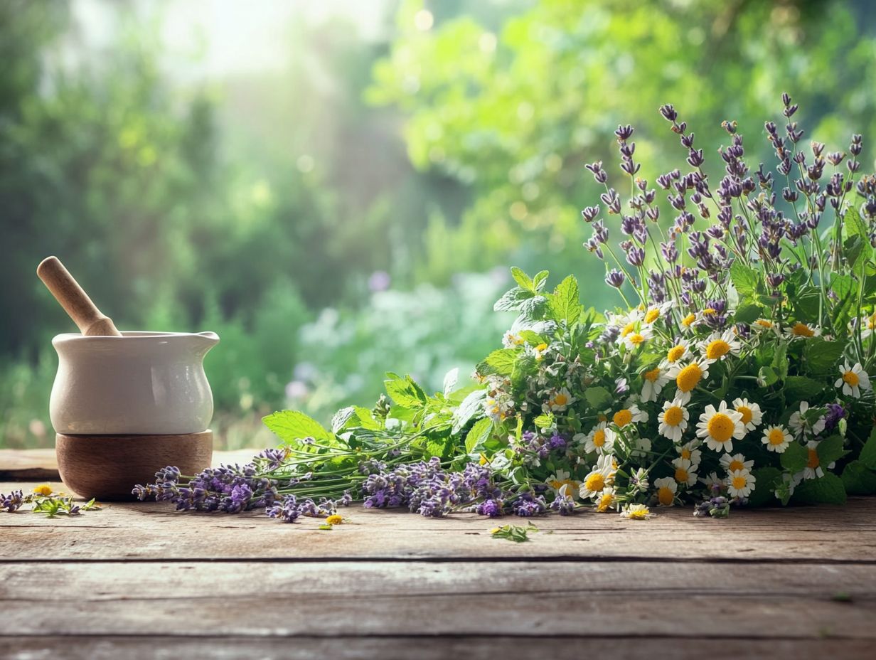 Benefits of herbs for anxiety relief, featuring calming ingredients.