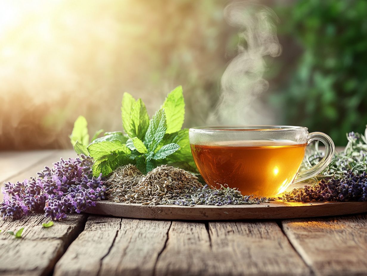 A selection of popular herbs used in herbal tea