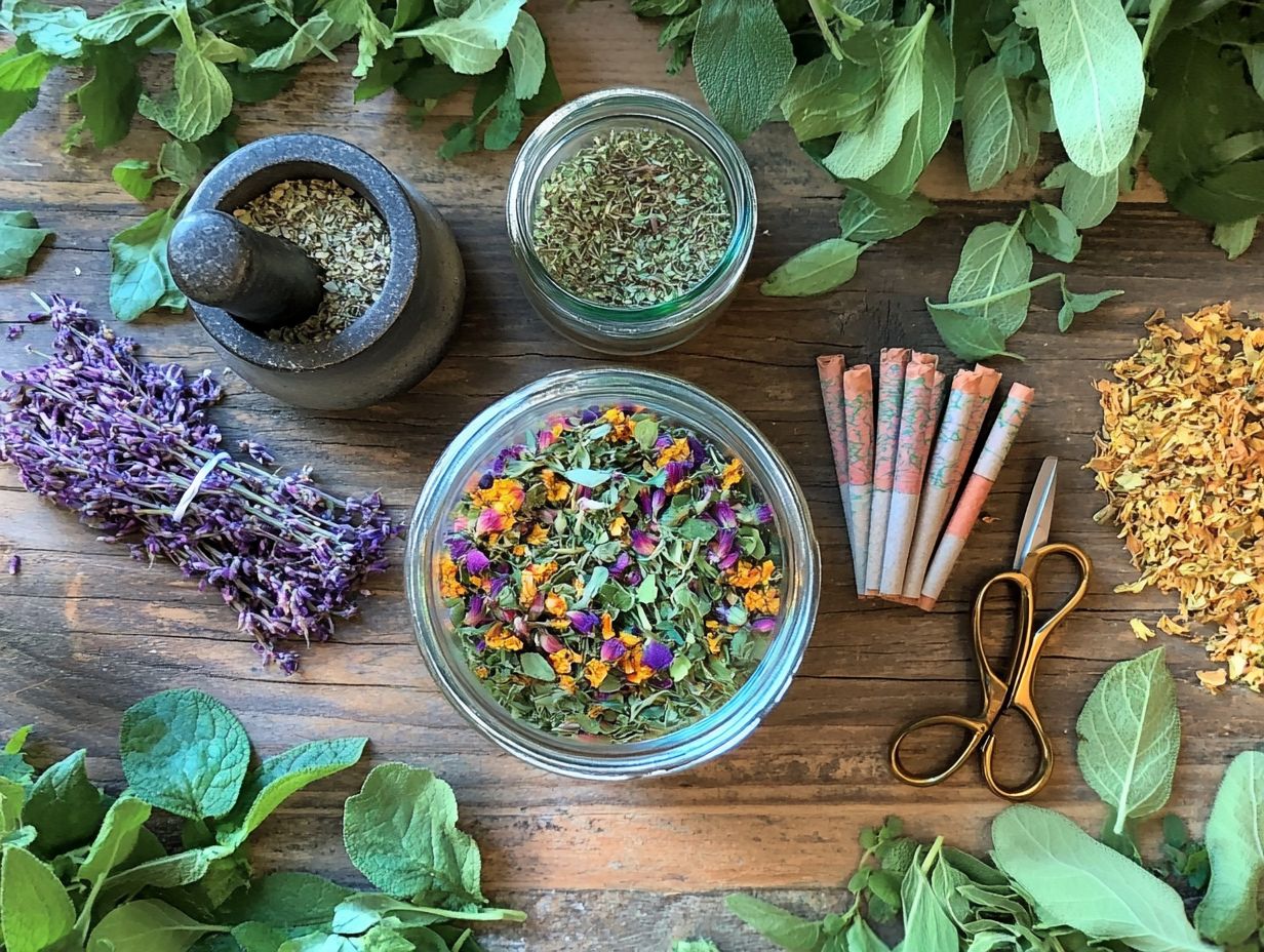 A variety of herbal smoking blends displayed