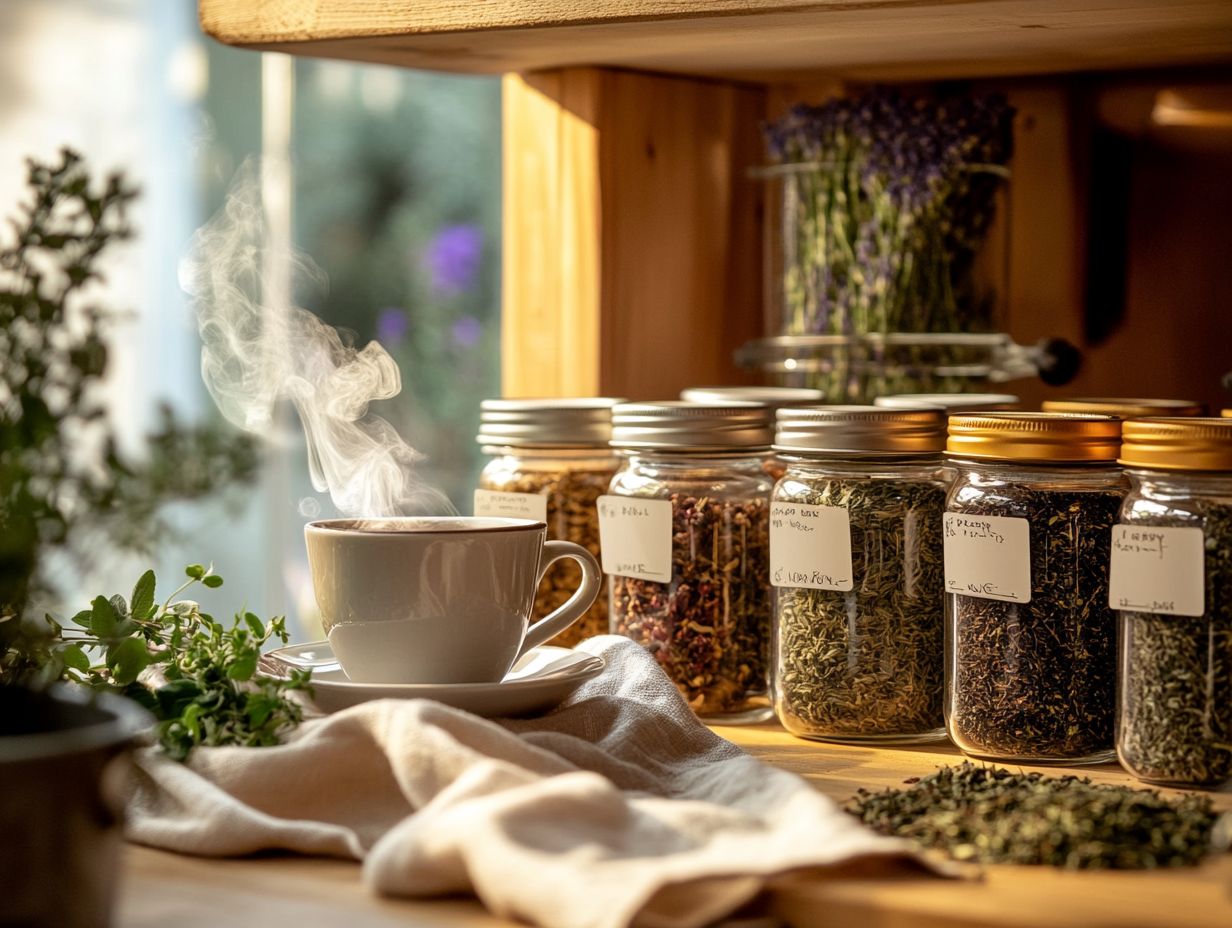 Image illustrating key takeaways for storing herbal teas.