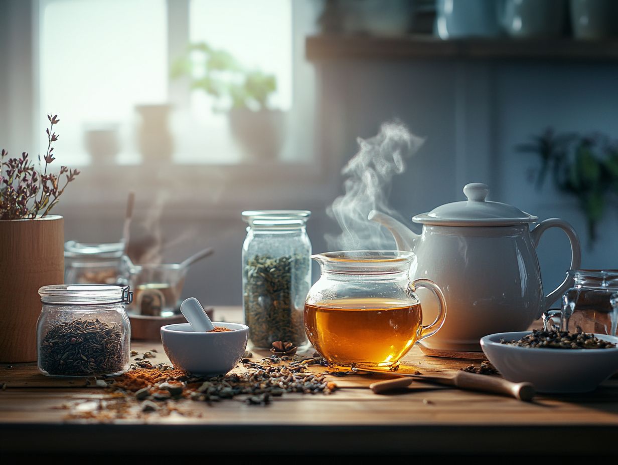 An assortment of herbs for making herbal tea blends