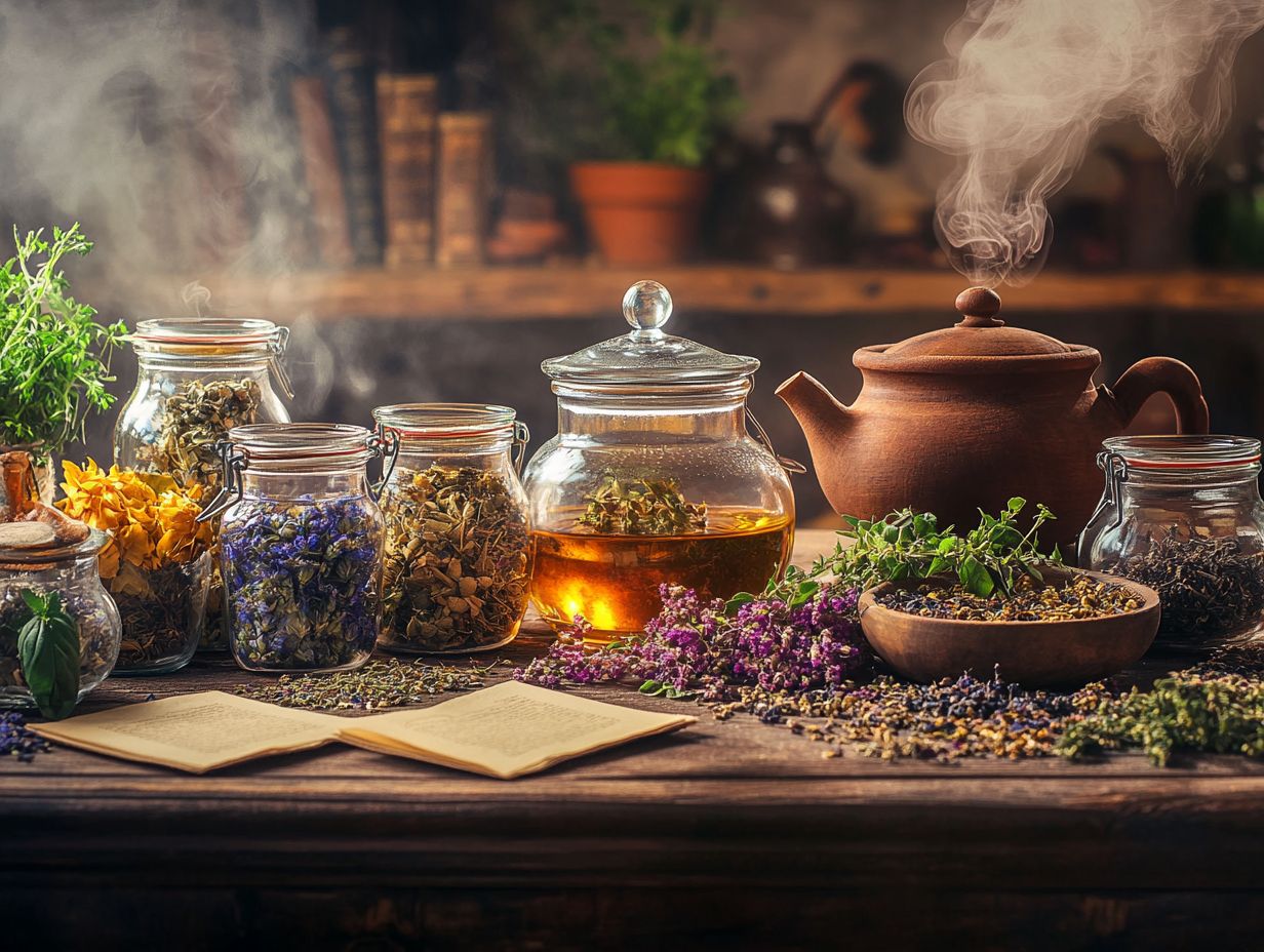 A visual representation of various production methods and ingredients used in herbal tea.