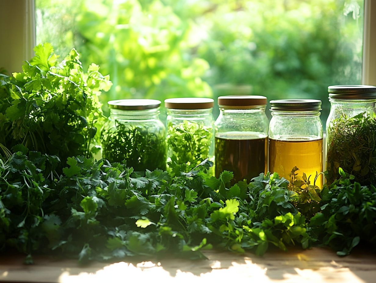 An array of herbs commonly used for detoxification